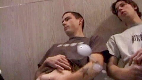 Skater punks wanking off and jizz on table