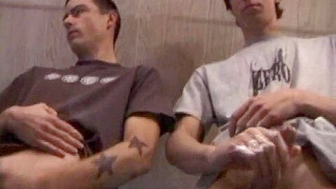 Skater punks wanking off and jizz on table