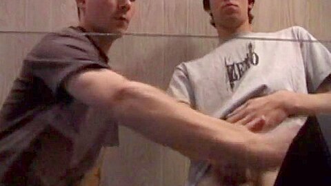 Skater punks wanking off and jizz on table
