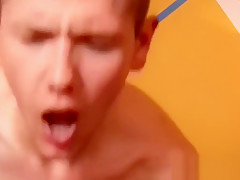 Skinny twink gives a blowjob then enjoys bouncing on a cock