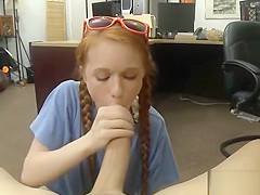Small tits redhead girl gets pussy fucked by pawn man