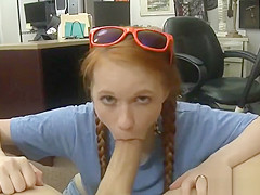 Small tits redhead girl gets pussy fucked by pawn man
