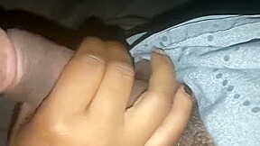 Sneaking Giving Him a Handjob