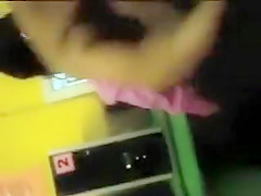 Squirting cum on pretty girls in public