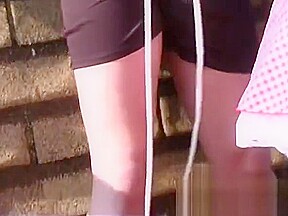 Stacked raven-haired bombshell in a costume has some fun wit