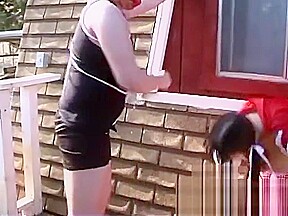 Stacked raven-haired bombshell in a costume has some fun wit