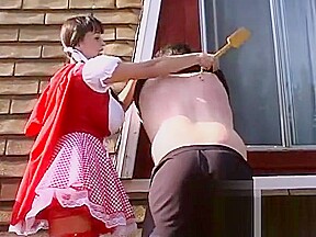 Stacked raven-haired bombshell in a costume has some fun wit