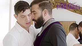 Staghomme Leandro watches big uncut cock slide inside Bastian Karim