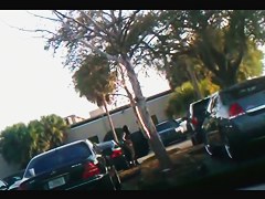 Street candid video with nude girl spied out of the car