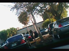 Street candid video with nude girl spied out of the car