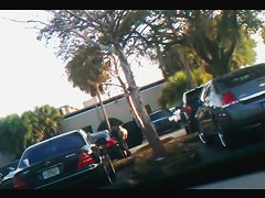 Street candid video with nude girl spied out of the car