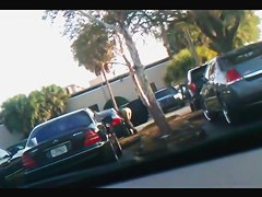 Street candid video with nude girl spied out of the car