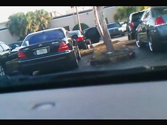 Street candid video with nude girl spied out of the car