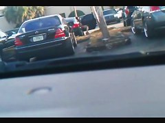 Street candid video with nude girl spied out of the car