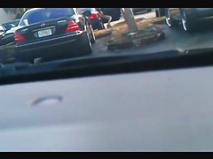 Street candid video with nude girl spied out of the car