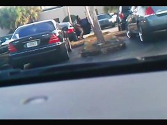 Street candid video with nude girl spied out of the car