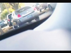 Street candid video with nude girl spied out of the car