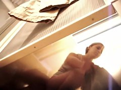 Stunning fitting room girl spied changing the dresses