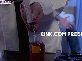 Sub anal nurse with ballgagged mouth rough fucked by patient
