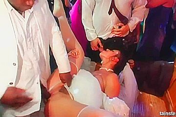 Superb horny brides suck big cocks in public