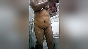 Tamil Aunty Hot Bath At Bathroom And Wearing Saree