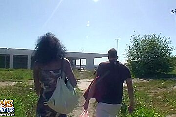 Tanned chick banged outdoors