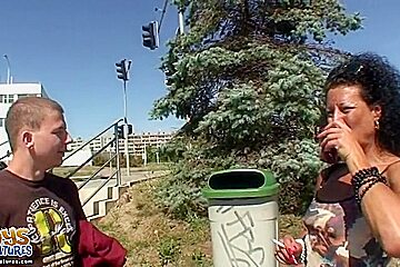Tanned chick banged outdoors