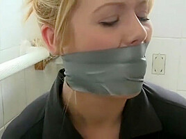 Taped up in the bathroom