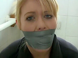 Taped up in the bathroom