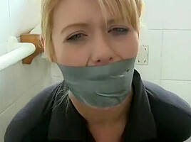 Taped up in the bathroom