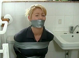 Taped up in the bathroom