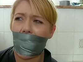 Taped up in the bathroom