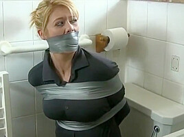 Taped up in the bathroom