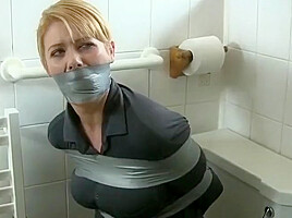 Taped up in the bathroom