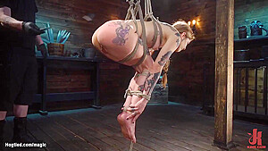 Tattooed Latina Bound Mounted On Sybian