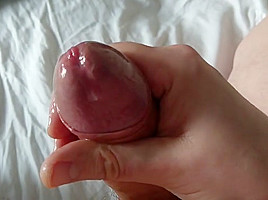 Thick uncut oiled cock wank and cum