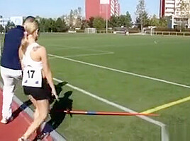 This Buxom Blonde College Coed Has Been Taking Javelin Lesso