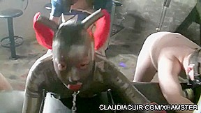 Three poor thralls buttfucked in a femdom video