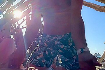 Threesome On A Beach With Hot Blonde And Sexy Brunette And Hot Guy