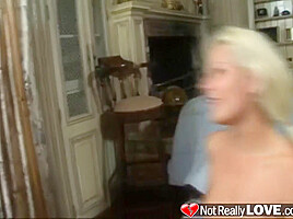 Throat fucked blonde teen 18+ gobbles cock
