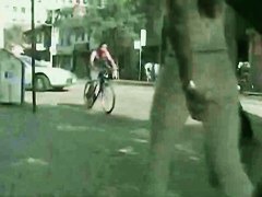 Tight bodied brunette's lush ass caught on a candid cam