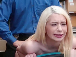 Tiny blonde thief Joseline punished for sex