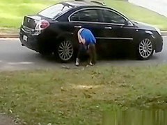 Totally woman peeing on cars