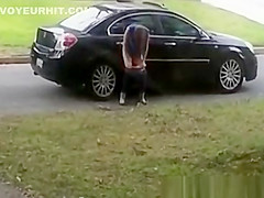 Totally woman peeing on cars