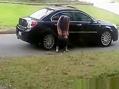 Totally woman peeing on cars