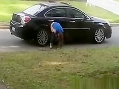 Totally woman peeing on cars