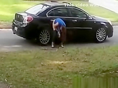 Totally woman peeing on cars