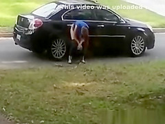 Totally woman peeing on cars