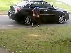 Totally woman peeing on cars