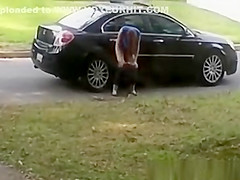 Totally woman peeing on cars